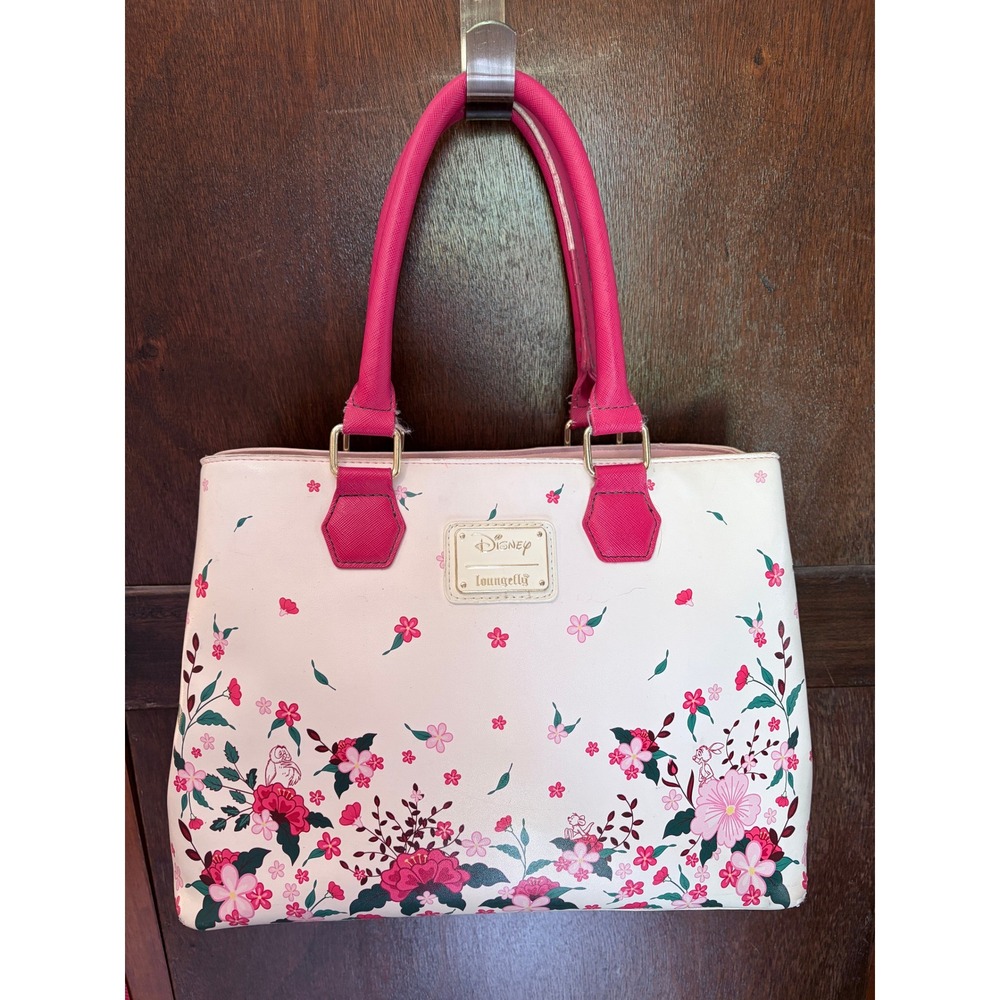 Disney Loungefly Winnie The Pooh Floral Tote Bag Pink Character Purse AS IS